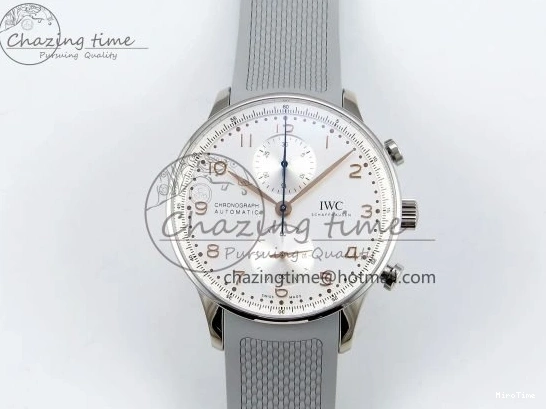 MIROTIME 0403 Portuguese Chrono IW3716 Z+F 1:1 Best Edition White Dial on Gray Rubber Strap A WrinkleFree 7014